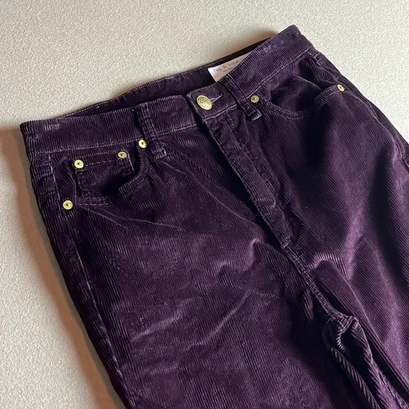 RAG & BONE Casey Corduroy High Rise Flare Jeans in Burgundy - Size 27 - Picture 5 of 16